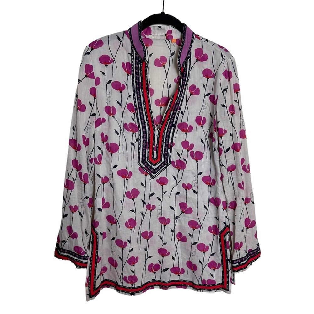 Tory Burch Red and White Floral Tunic - Picture 6 of 9